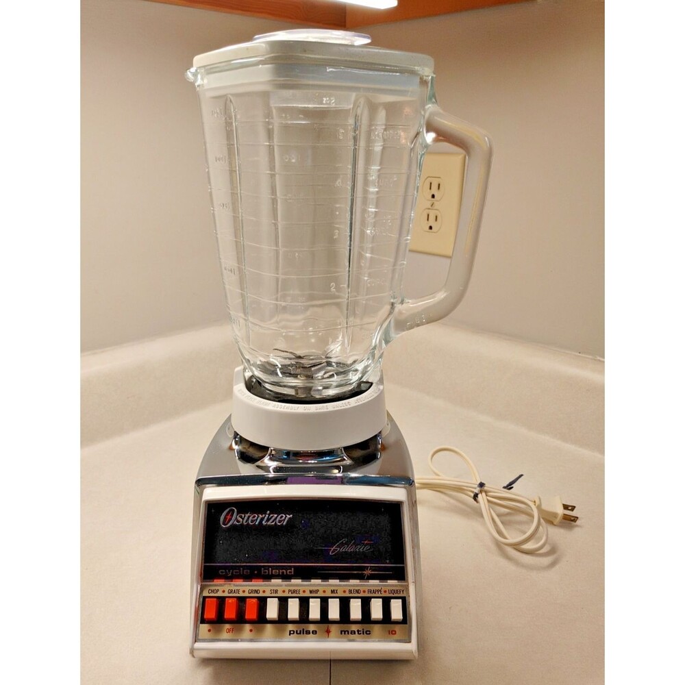 MCM Vintage OSTER Osterizer Galaxie Blender 10 Speed 5 Cup Glass Chrome